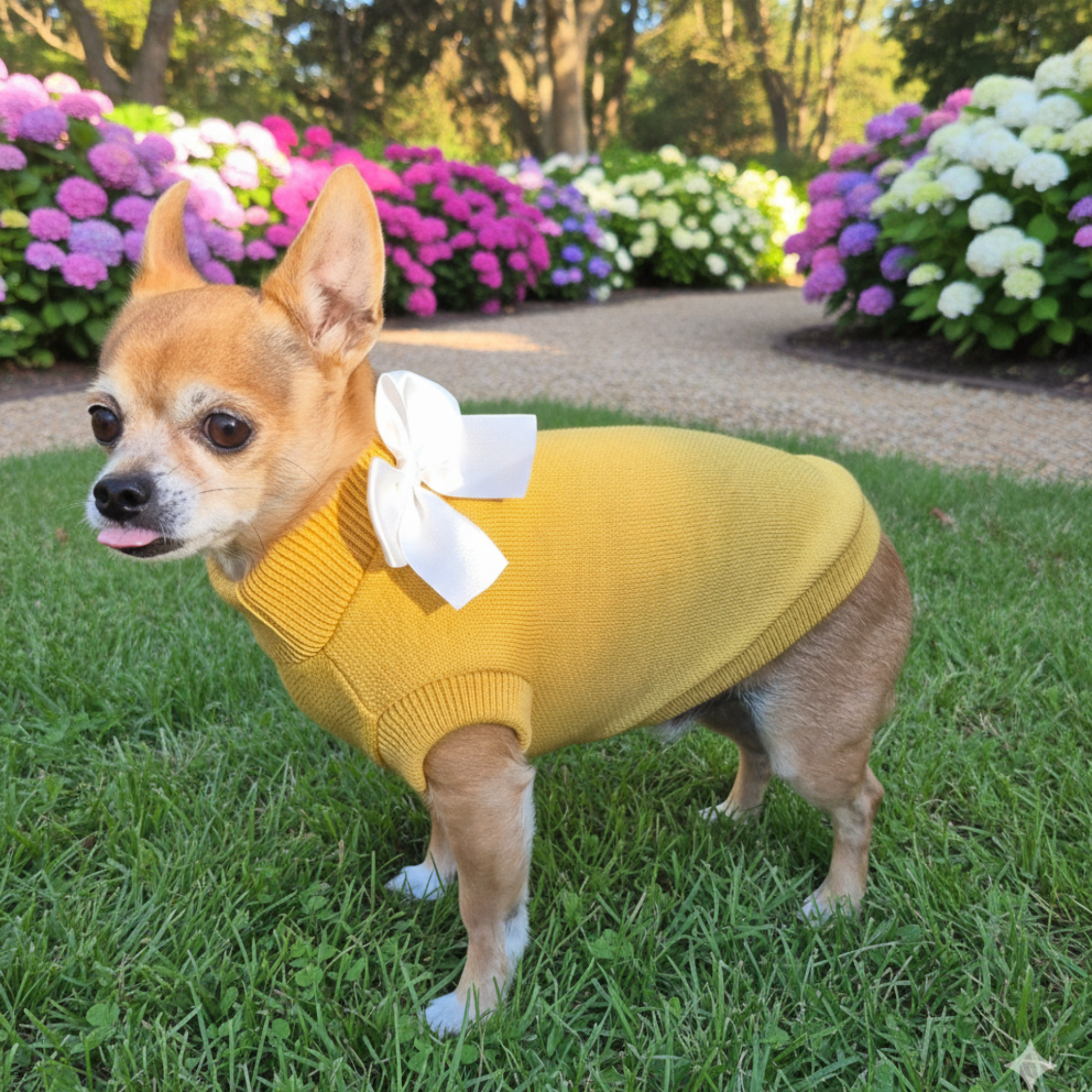 Maglione Giallo Lana Merino con Swarovski per Cani
